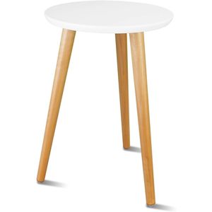 Table console moderne du milieu du siècle, support à plantes en bois pour plantes d'intérieur, porte-pot de fleurs haut, petite table d'appoint ronde - Product Image 1