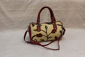Bolso de lona de Cachemira con bordado Ari, correa de cuero PU, bolso de mano floral, bolso de viaje, logotipo personalizado - Product Image 4