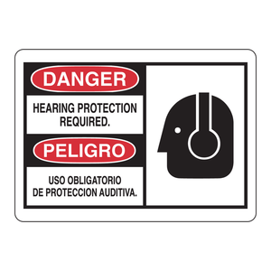 Panneau bilingue « Danger : Protection auditive requise » - 7x10 pouces, PVC, utilisation intérieure/extérieure - Product Image 3