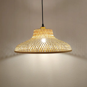 Bamboo Wide Dome Pendant <b>Light</b> for Home Decoration <b>Dining</b> Area Restaurant and Cafe - Product Image 3