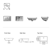 NV2285 Lavabo rectangulaire à encastrer sous le meuble, dimensions totales 535x345x195mm, parois latérales coniques, en céramique vitreuse, pour salle de bain