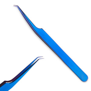 Pinces à cils réutilisables en acier inoxydable de couleur bleue, légères et durables, vente directe d'usine - Product Image 1