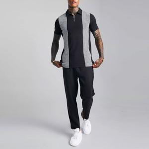 High Quality Men's Basic Hooded T-Shirt <b>Trouser</b> Set Custom Logo Cotton Fabric Soft Breathable Full Sleeve Tee Matching Bottoms - Product Image 1