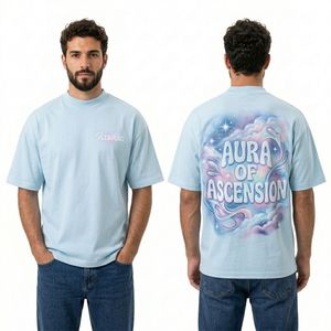 T-shirt pour homme en coton peigné, abstrait et pastel, doux au toucher, de haute qualité, coupe ample, épaules tombantes, respirant, pour l'été - Product Image 1