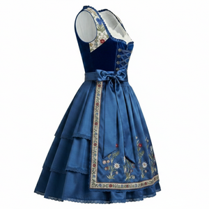 Nouvelle robe Dirndl décontractée imprimée et respirante pour femme, style Oktoberfest allemand, broderie unie, longueur genou, sans manches - Product Image 5
