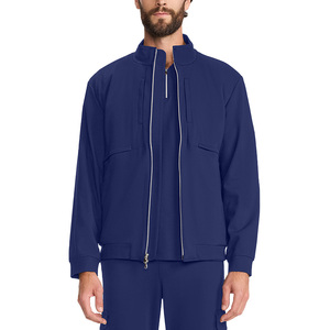 Chaqueta Médica Unisex Azul Marino con Cremallera Completa, Uniforme Sanitario, Prenda Exterior de Punto con Detección de Agujas, Fusión Sin Costuras, Ropa de Trabajo Hospitalaria - Product Image 1
