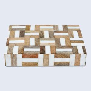 Caja de Almacenamiento Rectangular de Madera con Incrustaciones de Mármol Blanco, Organizador de Joyas 0-1L - Product Image 4