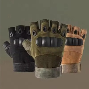 Gants tactiques en cuir demi-doigts avec fermeture auto-agrippante antidérapants pour le tir à l'air comprimé, la chasse, la randonnée, le cyclisme, la conduite et la moto - Product Image 5