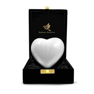 Urne funéraire en céramique en forme de cœur, style américain, pour adultes, pour cendres, artisanat exceptionnel - Product Image 1