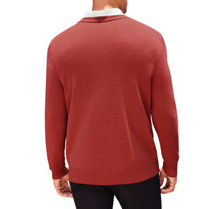 Pull-over homme en maille jacquard, manches longues, tissu chaud et doux, mélange de coton et de laine. - Product Image 2