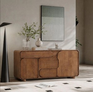 Premium Solid Acacia Wood Storage <b>Cabinet</b> Sideboard with Sculpted Doors Contemporary Wooden <b>Buffet</b> <b>Cabinet</b> - Product Image 3