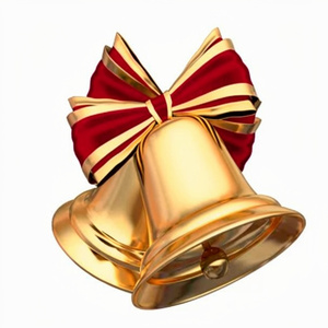 Campanas Navideñas Estilo Americano, Cinta Roja y Dorada, Acero Inoxidable, Decoración Festiva para Sublimación - Product Image 1