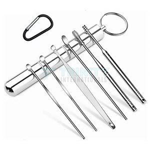 Ear Wax <b>Removal</b> 6-in-1 Tools Reusable High Quality Stainless Steel Ear Cleaning Kit with Key Chain <b>Box</b> Custom Colors - Product Image 6
