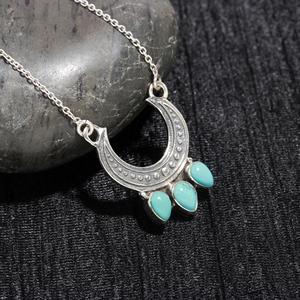 Genuine Pear Turquoise Charm Pendant 925 Sterling <b>Silver</b> Statement Jewelry Turquoise <b>Necklace</b> Blue Topaz Christmas Gift - Product Image 1