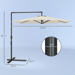 Ombrellone da Patio con Raggio di 3,5m e Base a Croce con Manovella per Uso Esterno - Design Rotondo a Sbalzo - Product Image 3