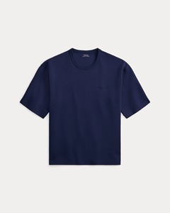 Camiseta de algodón de manga corta con cuello redondo para hombre, color azul marino, corte regular, informal, de color sólido, tejido de punto jersey con logotipo en la parte delantera. - Product Image 2
