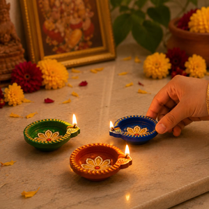 Lampe à huile en terre cuite artisanale, décorative, Mitti Deepak pour la Pooja, le festival Diwali, la décoration de la maison, la décoration du temple - Product Image 2