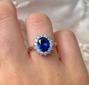 Anillo de plata de ley 925 con piedra preciosa de zafiro azul para mujer - Product Image 1