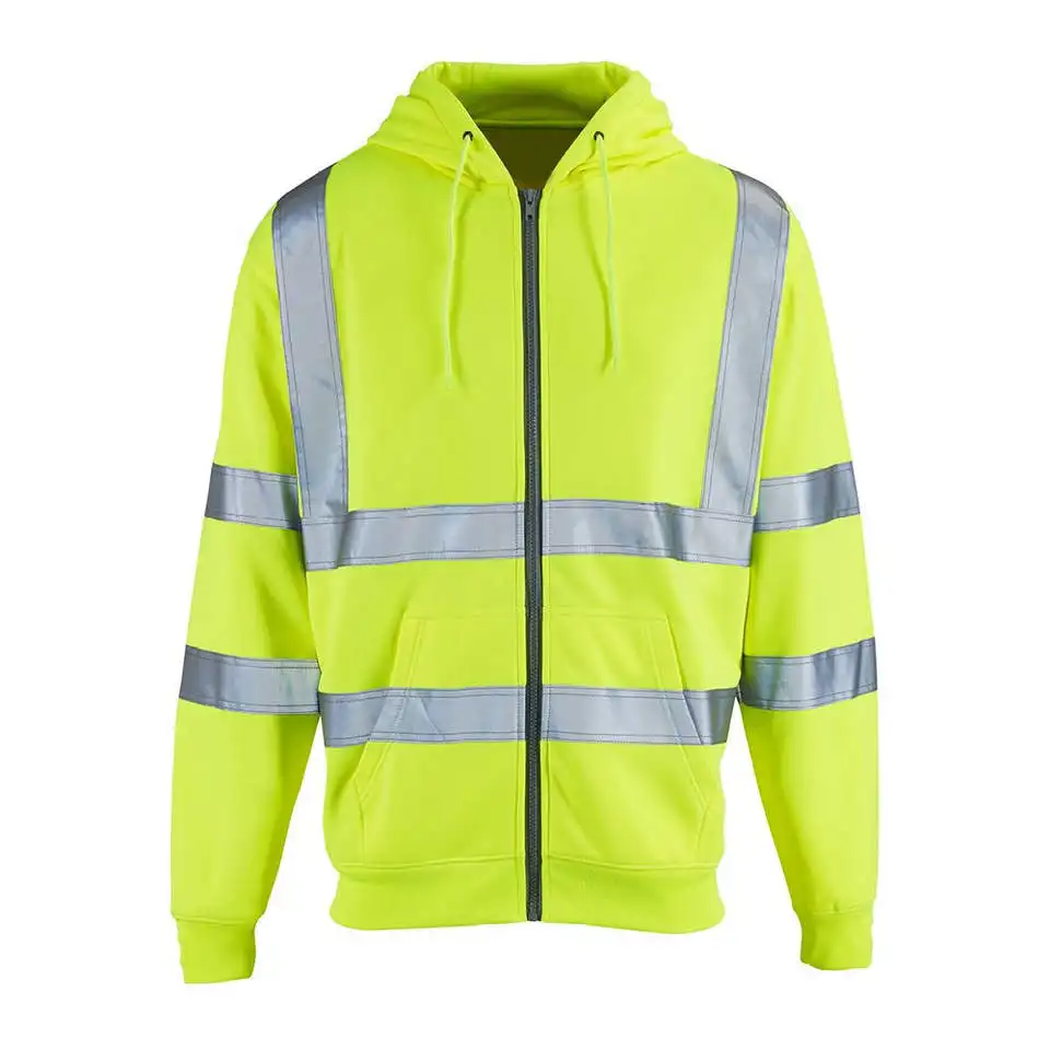 Großhandel Mode Flamm hemmend anti statisch Gelb Orange Custom ized Hi Vis Reflektieren der Sicherheits-Hoodie