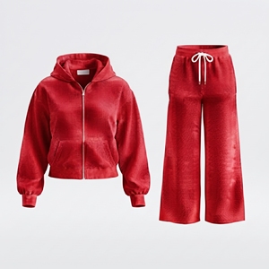 Conjunto de Dos Piezas de Ropa Urbana para Mujer, Sudadera Corta con Capucha y Pantalones Deportivos Acampanados, Logotipo Personalizado, Color Sólido, Manga Larga, Lavado Ácido, Secado Rápido - Product Image 5