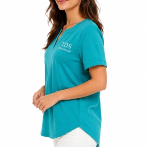 Custom Women's V-Neck Cotton Plus Size <b>Shirt</b> Soft Comfort Fit Custom Made Casual Summer Breathable Eco-friendly Premium Quality - Product Image 3