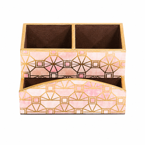 Porta cubiertos y servilletas de madera artesanal con cajón |   Organizador de Escritorio Decorativo |   Caja de Almacenamiento de Madera con Múltiples Compartimentos - Product Image 3