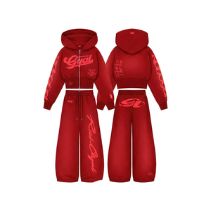 Conjunto de Sudadera con Capucha Chic para Mujer, con Dobladillo Asimétrico, Pantalones Coordinados y Producción de Marca Privada para la Moda - Product Image 1