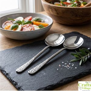 ช้อนส้อมสลัดสแตนเลสพร้อมด้ามไม้เคลือบเงาสำหรับเสิร์ฟสลัด - Product Image 6