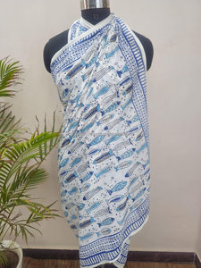 Paréo en coton doux imprimé blocs indiens Vêtements de plage et de villégiature - Product Image 5