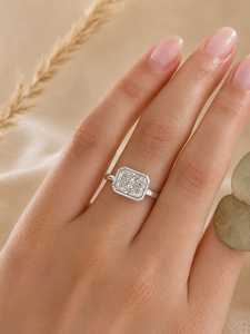 Anillo de Compromiso Solitario con Diamante Cultivado en Laboratorio de Corte Radiante de 2 Quilates, Engaste de Bisel, Oro Sólido de 10K, 14K, 18K, Joyería Fina, Certificado IGI, Color E - Product Image 5
