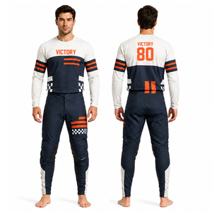 Ensemble maillot et pantalon de motocross personnalisé, jaune fluo, gris, noir, équipement MX, tenue de moto tout-terrain, vêtements de course moto - Product Image 2