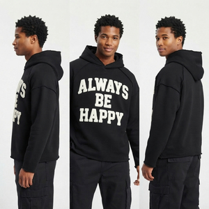 Sweat à capuche en molleton chenille brodé pour homme, avec ourlet déchiré et épaules tombantes, idéal pour l'hiver - Product Image 6