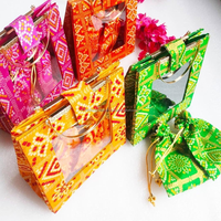 Sac fourre-tout traditionnel en coton écologique pour l'été, 2 sacs Potli, idéal pour les fêtes indiennes, les mariages, les cadeaux, les sacs à main Haldi et le Nouvel An – Vente en gros