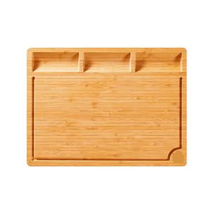 Tablas de cortar de madera con tres compartimentos diferentes, plato de utilidad múltiple, tablas de madera de teca para cortar en la cocina, aptas para alimentos - Product Image 2