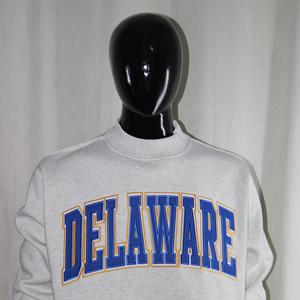 DELAWARE ASH GREY <b>Mock</b> <b>Neck</b> Sweatshirt 100%BLUE Applique Embroidery wide <b>neck</b> Sweatshirt Finer Threads - Product Image 3
