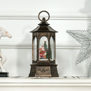 Decorazione Natalizia in Bronzo, Globo di Neve Musicale Illuminato a Batteria con Glitter Rotolanti, in Plastica, Confezionato in Scatola - Product Image 6