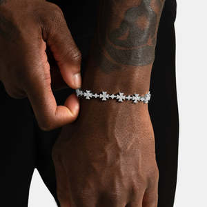 Bracelet en argent sterling 925 avec croix sertie de moissanite, couleur D VVS, style hip-hop, pour hommes et femmes - Product Image 2