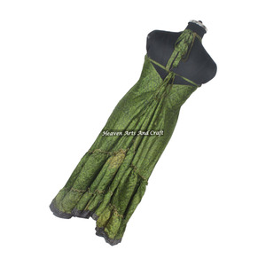 Robe de plage vintage indienne ethnique en soie sans manches, style bohème, dos nu, imprimé floral, pour festival, été - Product Image 5