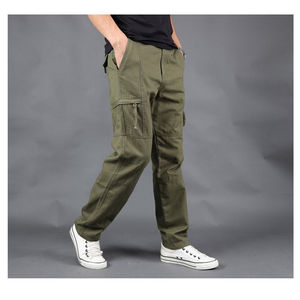 Custom Logo Solid Straight Cargo Pants Fitness Sports <b>Men's</b> <b>Trousers</b> High Quality Multi-pocket Cargo Pants - Product Image 3