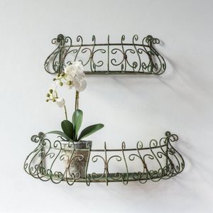 Iron Hanging Wall <b>Basket</b> with Elegant Scroll Design <b>for</b> Decorative <b>Flower</b> Pot Holder and Garden Display - Product Image 1