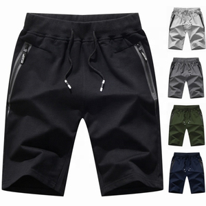 Pantalones Cortos Bermuda para Hombre, de Color Sólido, con Cordón Ajustable y Bolsillos Laterales, Casuales, de Cintura Media, de Poliéster - Product Image 1