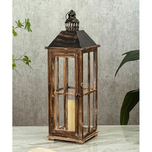 Lanterne décorative artisanale en bois de Sheesham avec insert en verre |   Vente en gros - Product Image 1