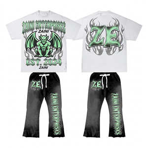 Premium Eco-Friendly <b>Plain</b> Dyed 200 GSM Cotton Jersey <b>T</b> <b>Shirt</b> and Pant Set <b>White</b> Black Streetwear Fashion Set - Product Image 1