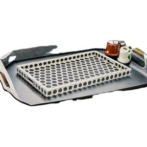 Plateau de service décoratif coréen de couleur personnalisée, plaque rectangulaire en incrustation d'os pour le camping en plein air et les restaurants - Product Image 1