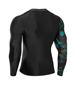 Chemises de bain anti-UV pour hommes UPF 50+ à manches longues, compressives, avec logo sur le devant, séchage rapide, sous-vêtement technique pour Jiu Jitsu BJJ - Product Image 3