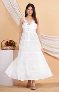 Vestido Maxi de Algodón Liso sin Cuello con Botones, Estilo Bohemio de Verano, Atuendo Formal Elegante para Mujer, Ligero y Cómodo 2 - Product Image 4