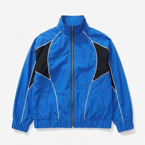 High Demanding Custom Printed Logo Blue Black Men's Nylon <b>Wind</b> <b>Breaker</b> Trousers Sets Vintage Outwear Men Sets Streetwear Jackets - Product Image 2