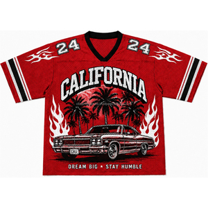 Custom <b>Men's</b> Mesh Graphic Jersey Streetwear Y2K Oversized Mesh T-shirt Football Jersey Style with Printed Design & V Neck - Product Image 5