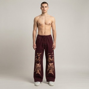 <b>Men</b>’s Printed Wide Leg <b>Pants</b> Casual Loose Fit Street wear Trousers Floral Pattern <b>Lounge</b> <b>Pants</b> Wholesale Custom Logo Apparel - Product Image 2