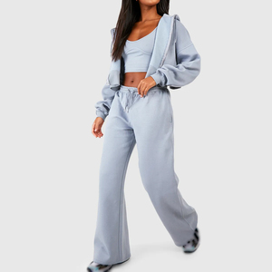 Factory Direct Women Fleece Tracksuit Set Rib Cuff Tracksuit Women Winter Sportswear Set Manufacturer - Product Image 1